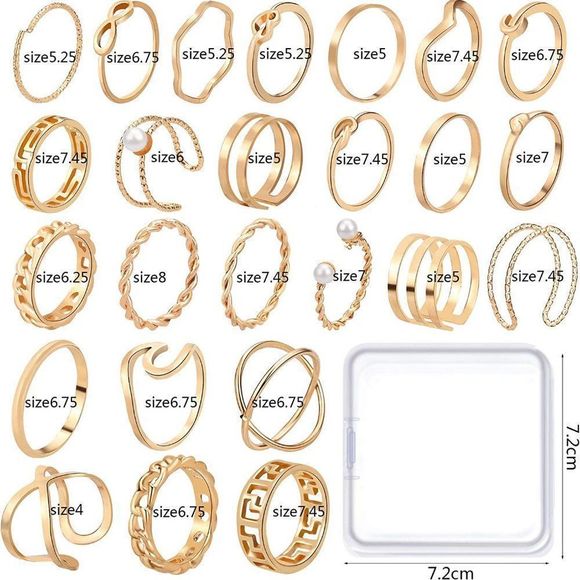 ONESING 25Ā Pcs Knuckle Ringsāfor Women Stackable Rings Sets - Picture 4 of 5